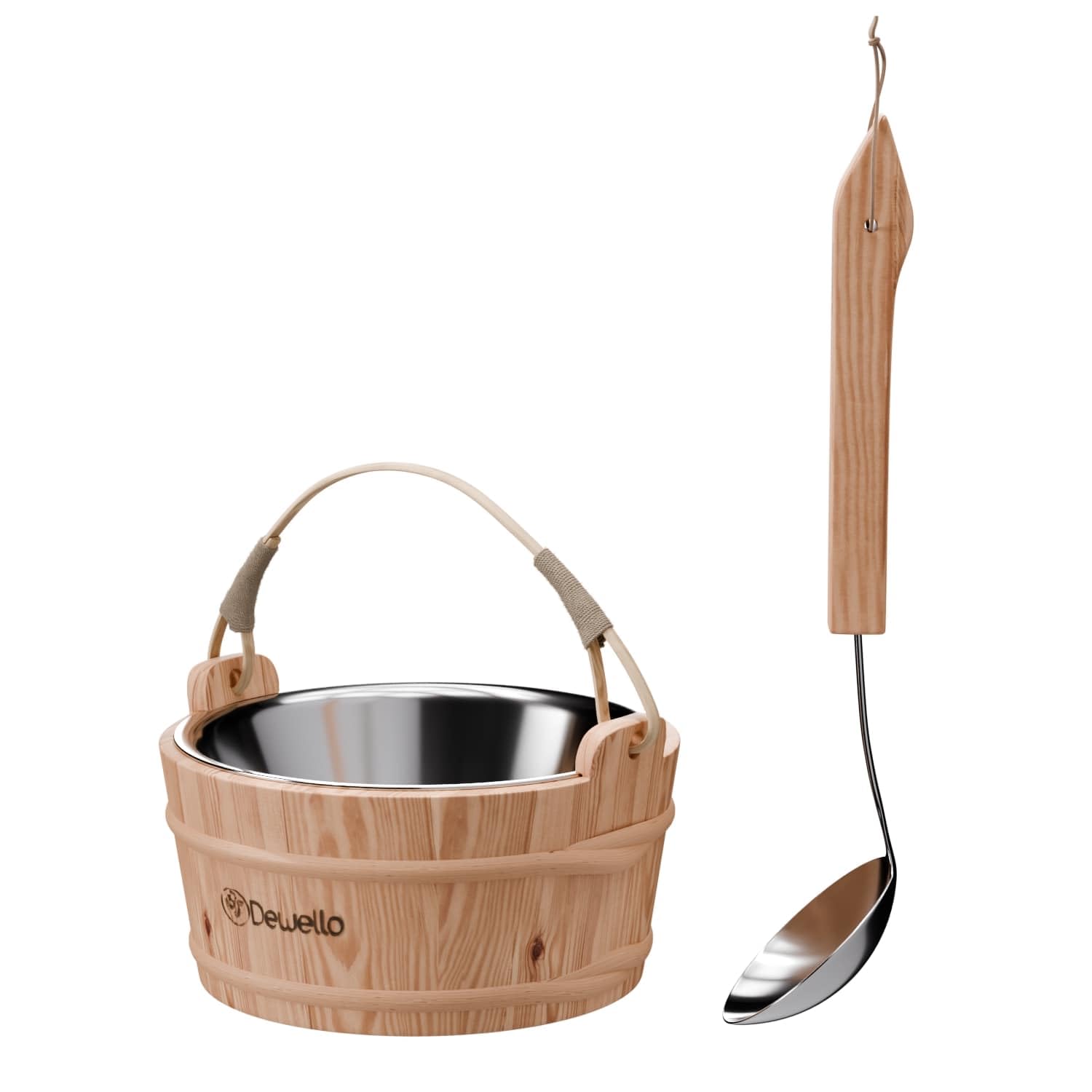 dewello-saunaeimer-inkl-kelle-mit-edelstahleinsatz-3-liter-hemlock-holz image 2