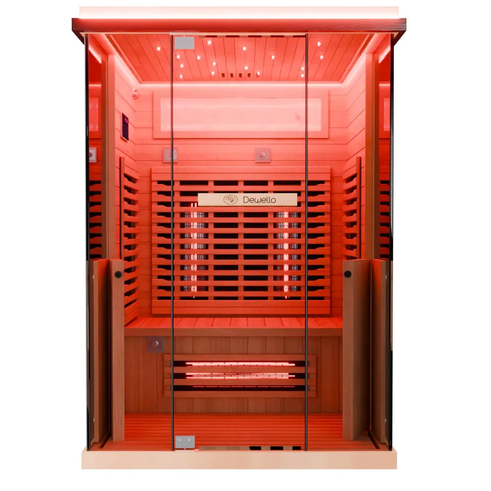 dewello-infrarotkabine-kenora-130x105-infrarotsauna-f-r-1-2-personen-aus-hemlock image 1