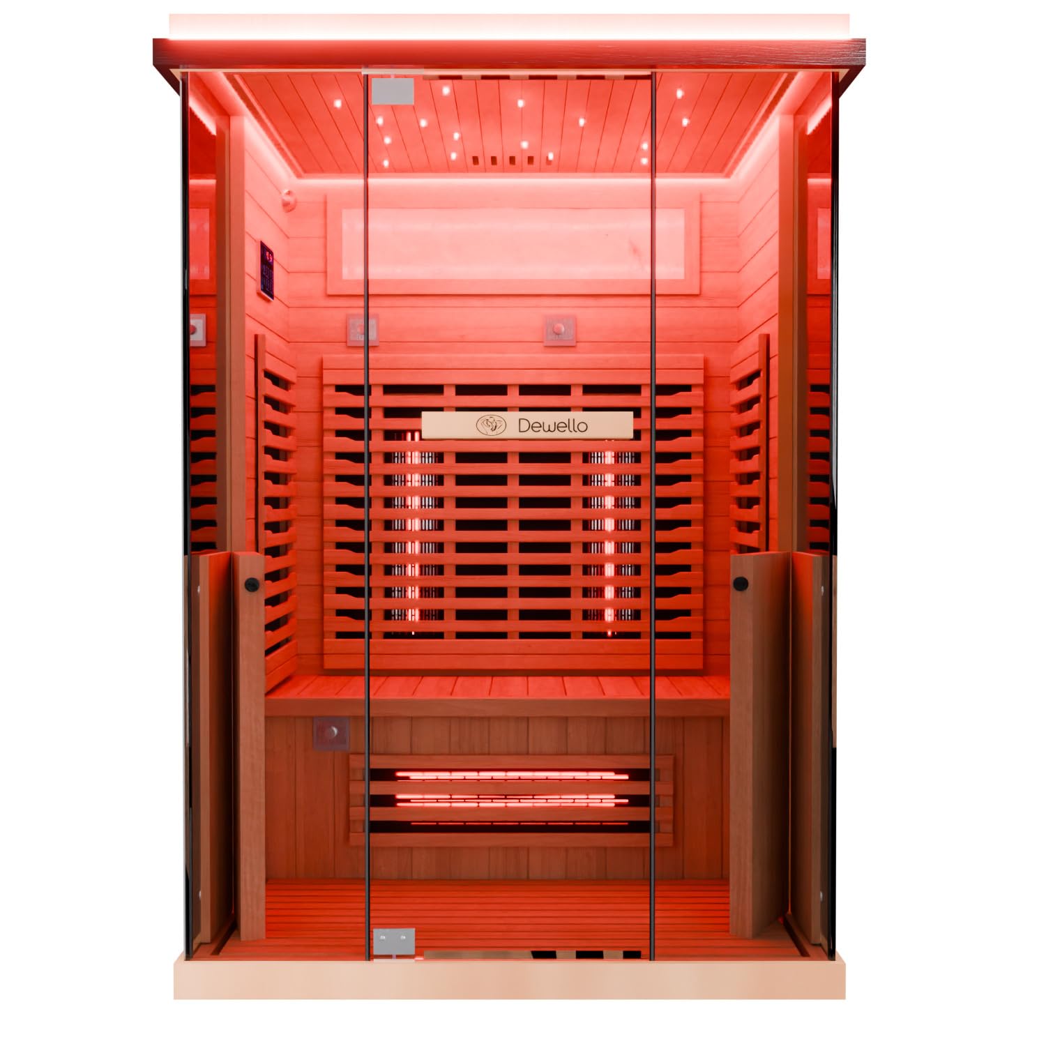 dewello-infrarotkabine-kenora-130x105-infrarotsauna-f-r-1-2-personen-aus-hemlock image 1