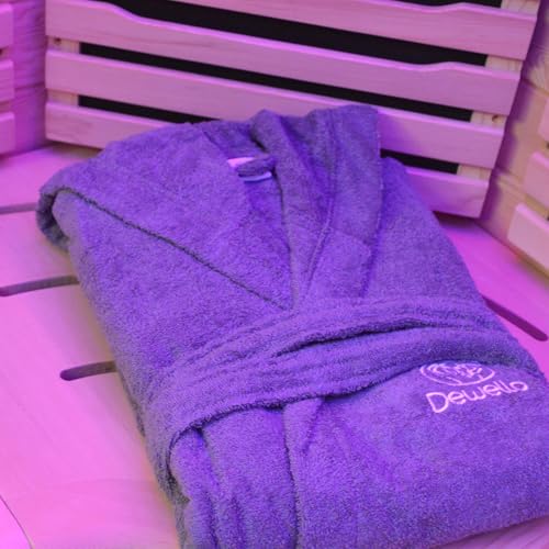 dewello-bademantel-mit-kapuze-baumwolle-grau-gr-e-m-unisex-saunamantel image 8