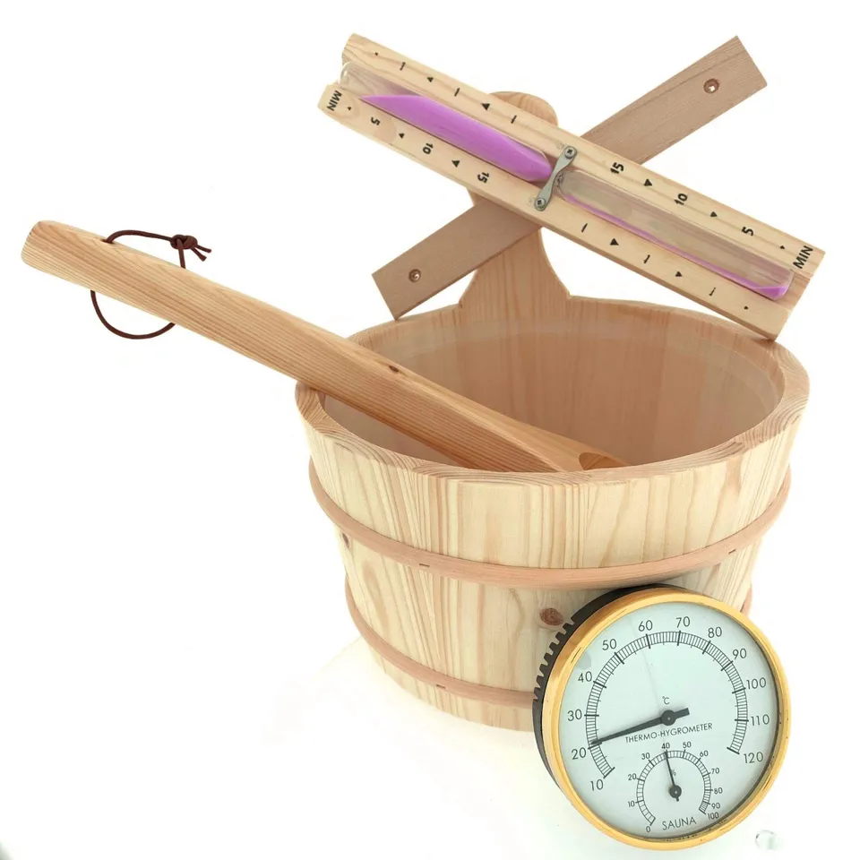 dewello-sauna-zubeh-r-set-5-teilig-eimer-4-l-kelle-thermometer-hygrometer-sanduh image 1