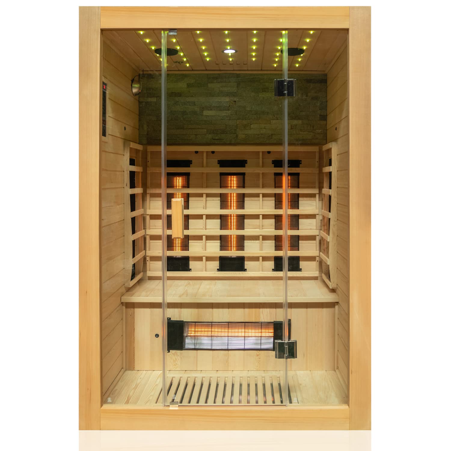 dewello-milton-infrarotkabine-135-x-105-cm-f-r-1-2-personen-aus-hemlock-holz-mit image 2