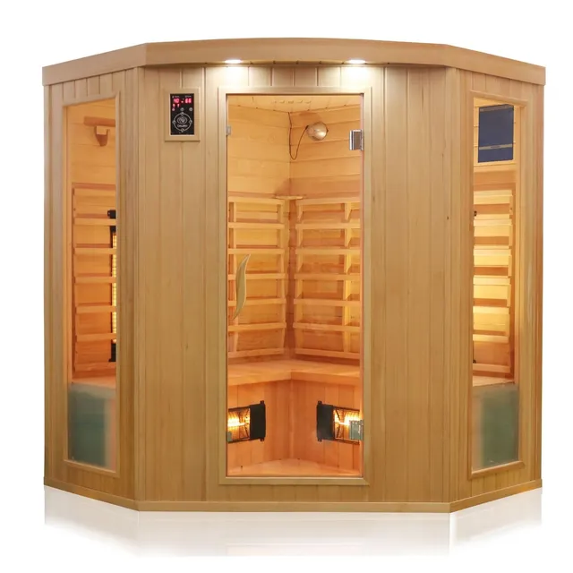 dewello-haley-infrarotkabine-160-x-160-cm-f-r-2-4-personen-aus-hemlock-holz-mit- image 1
