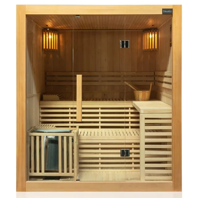 dewello-finnische-sauna-sarnia-180x140-hemlock-mit-6-kw-harvia-ofen-f-r-2-4-pers image 1