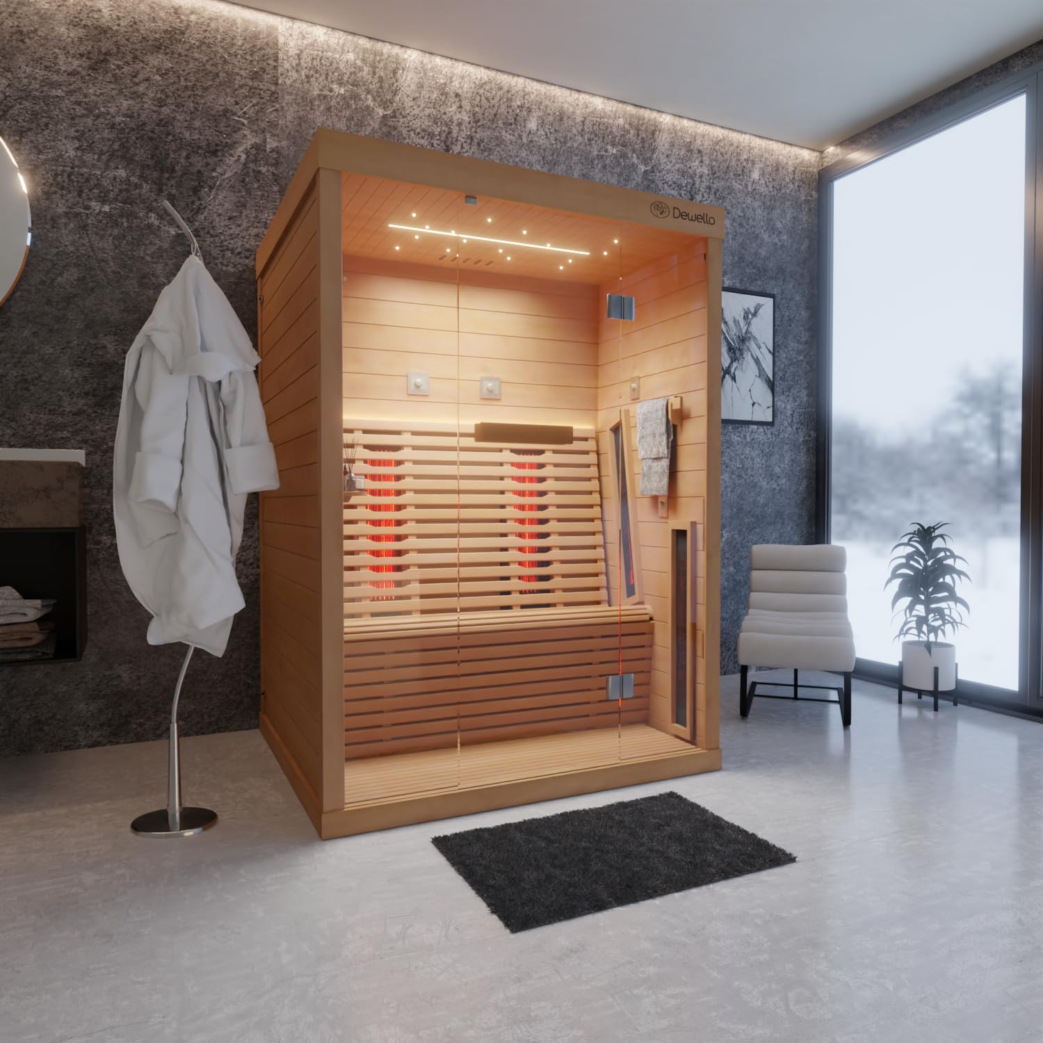 dewello-infrarotkabine-palermo-135x120-infrarotsauna-1-2-personen-aus-hemlockhol image 2