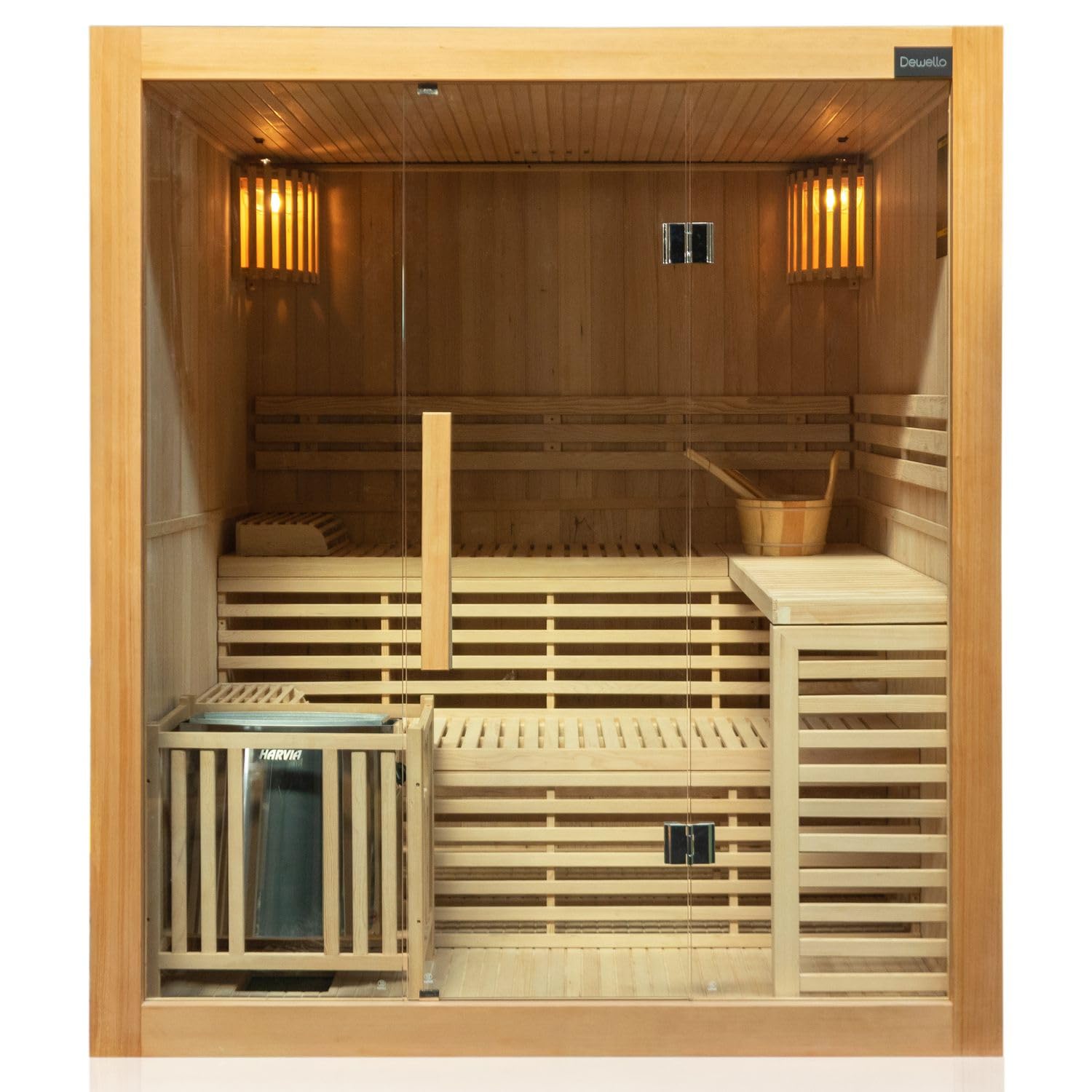 dewello-finnische-sauna-sarnia-180x140-hemlock-mit-6-kw-harvia-ofen-f-r-2-4-pers image 1