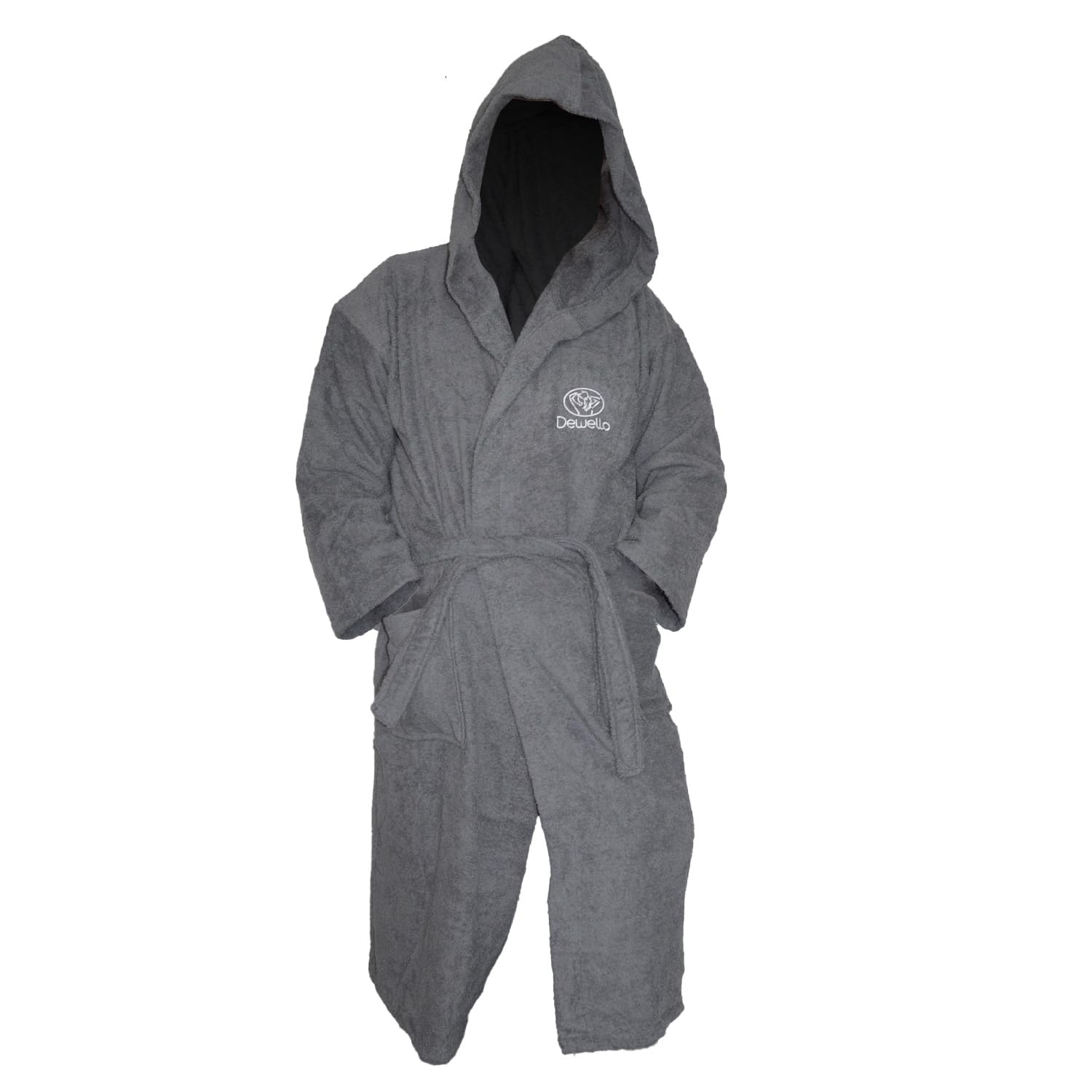 dewello-bademantel-mit-kapuze-baumwolle-grau-gr-e-m-unisex-saunamantel image 3