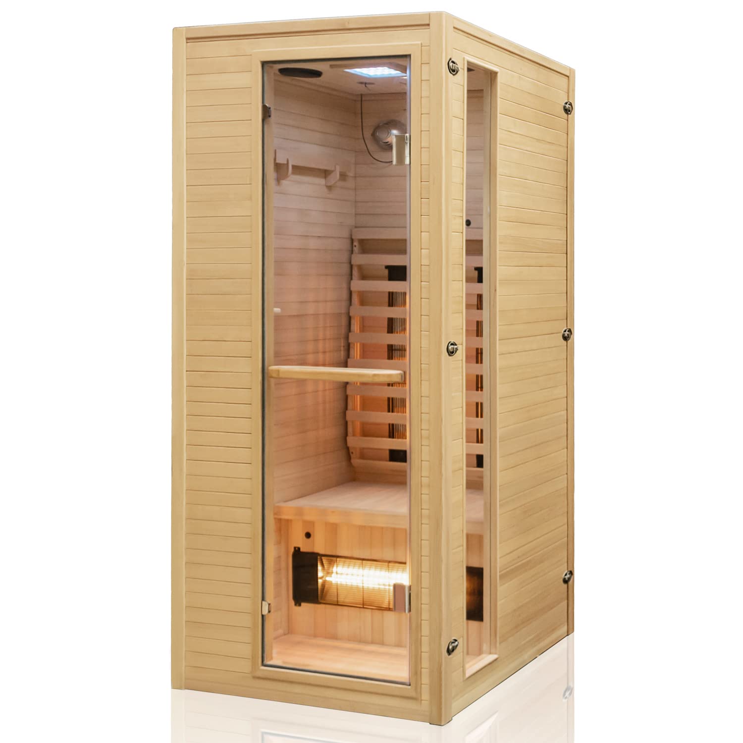 dewello-infrarotkabine-calgary-90-x-90-cm-1-person-infrarotsauna-aus-hemlock-tan image 2