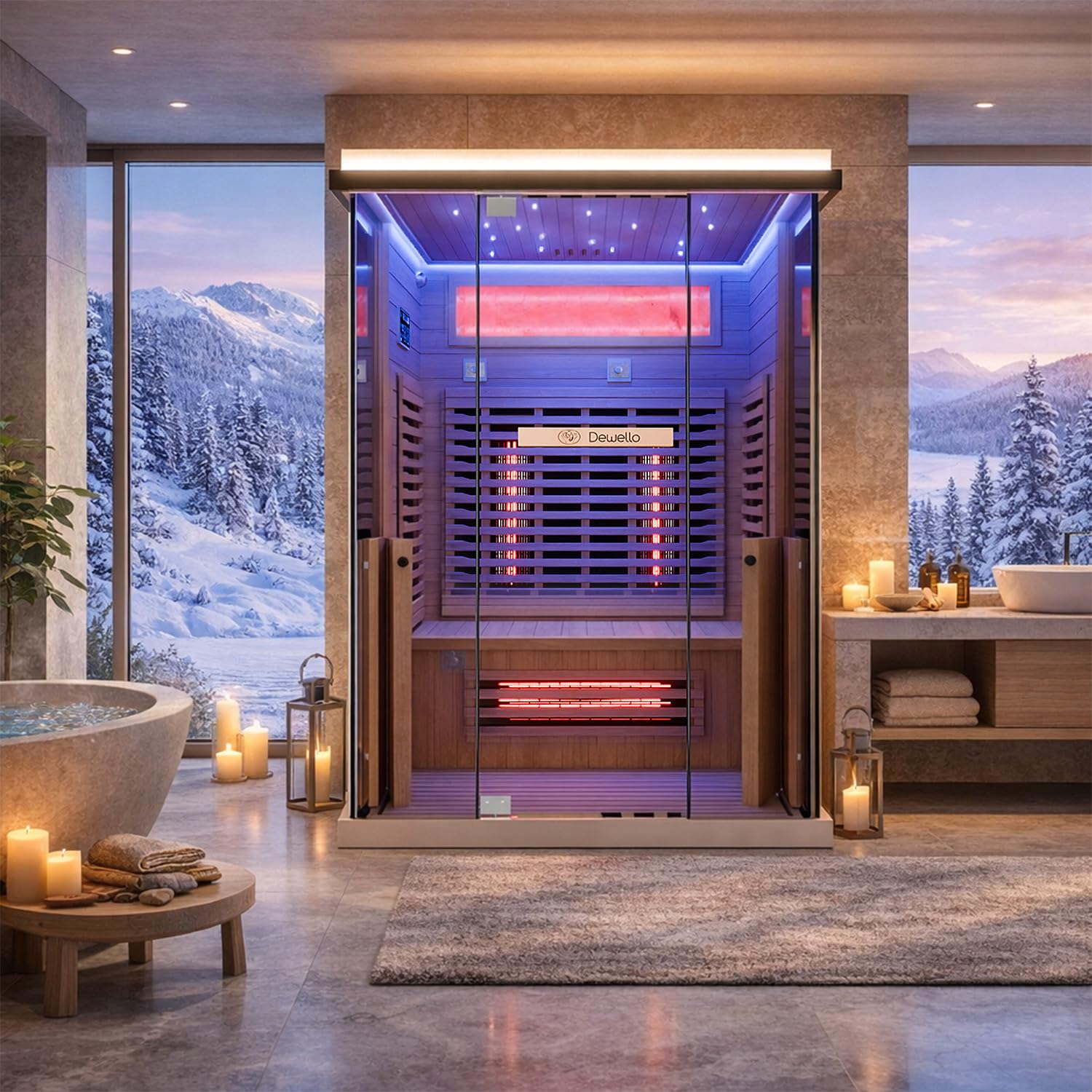dewello-infrarotkabine-kenora-130x105-infrarotsauna-f-r-1-2-personen-aus-hemlock image 2