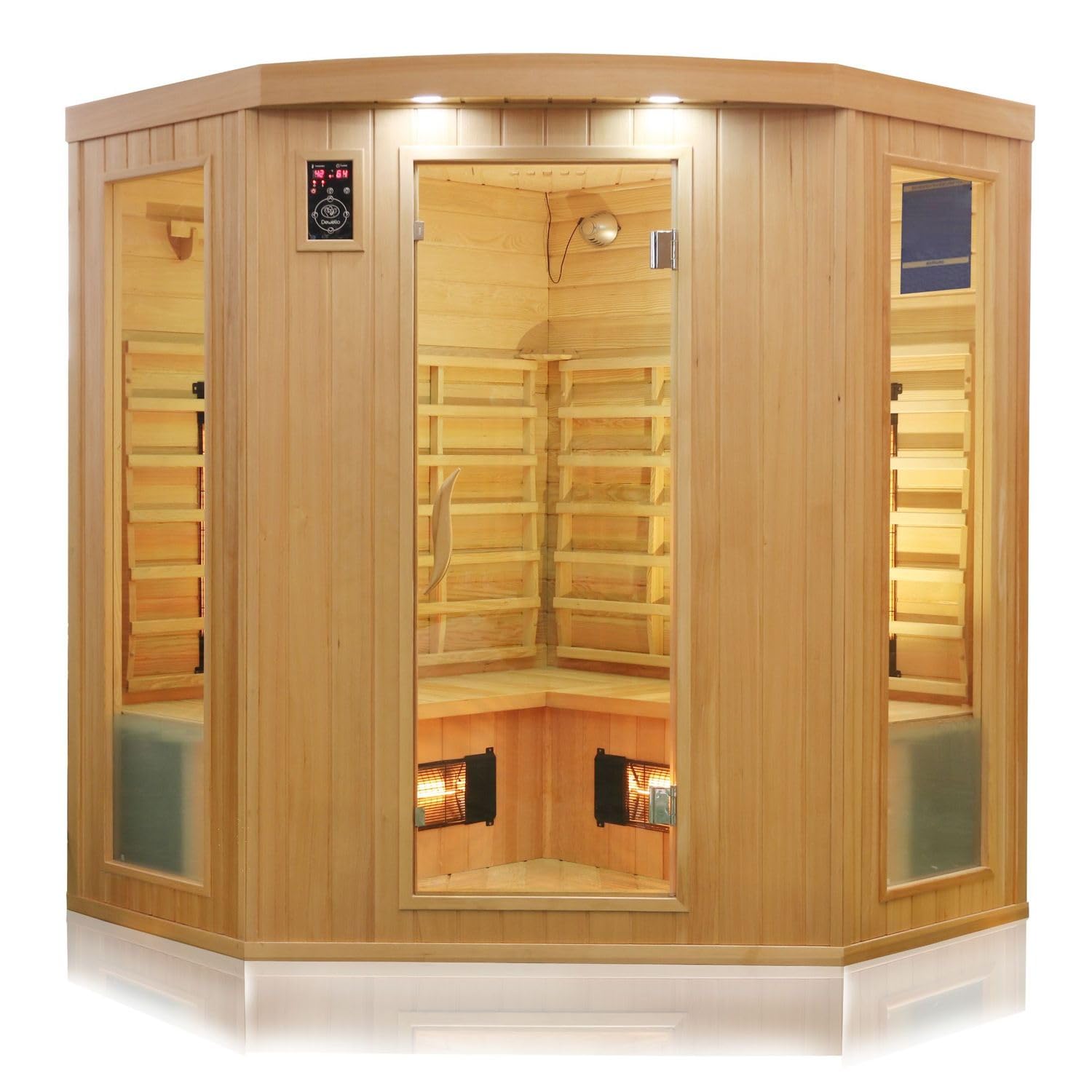 dewello-haley-infrarotkabine-160-x-160-cm-f-r-2-4-personen-aus-hemlock-holz-mit- image 2