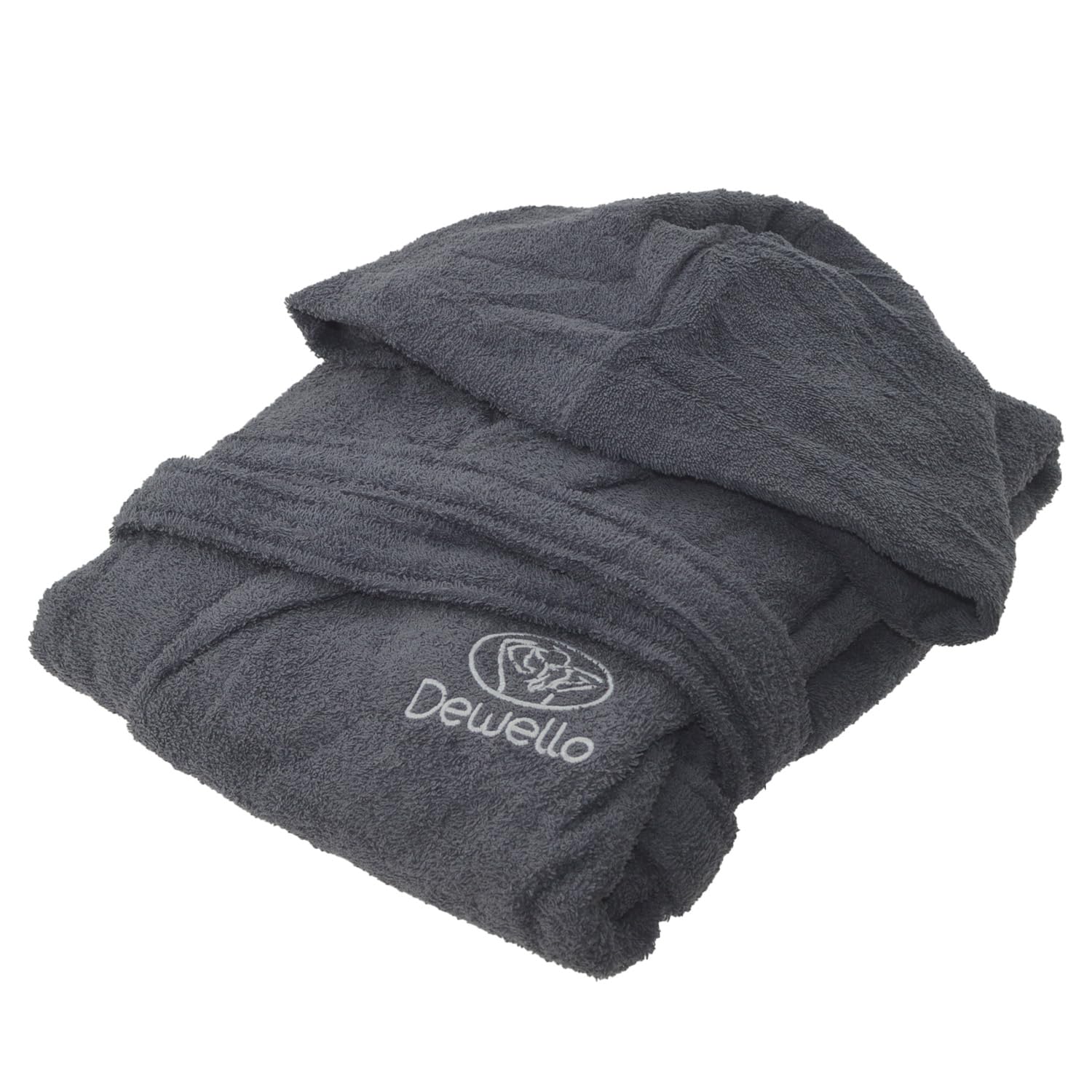 dewello-bademantel-mit-kapuze-baumwolle-grau-gr-e-m-unisex-saunamantel image 5