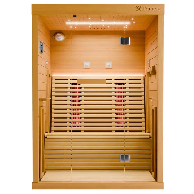 dewello-infrarotkabine-palermo-135x120-infrarotsauna-1-2-personen-aus-hemlockhol image 1