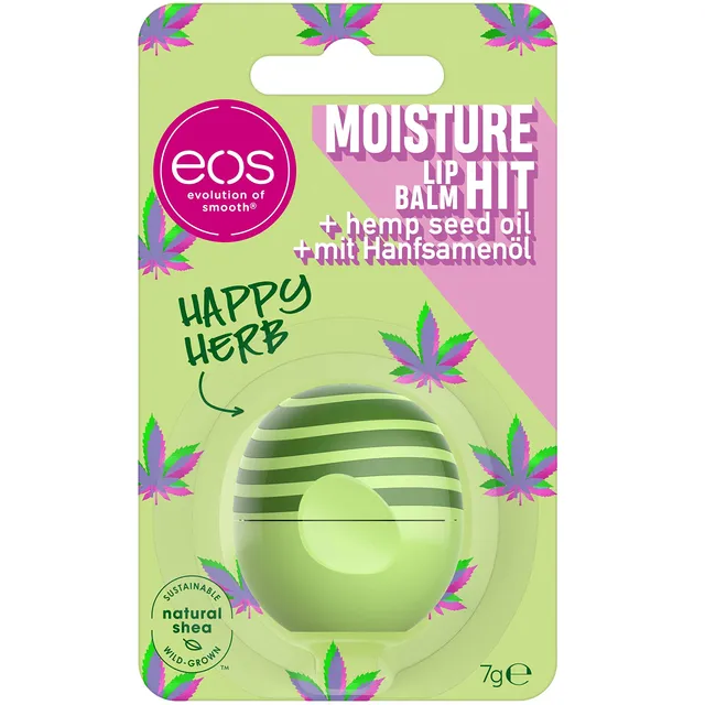 eos-happy-herb-lip-balm-sphere-lippenpflege-7-g-zedernholz-ananas-mit-shea-hanf image 1
