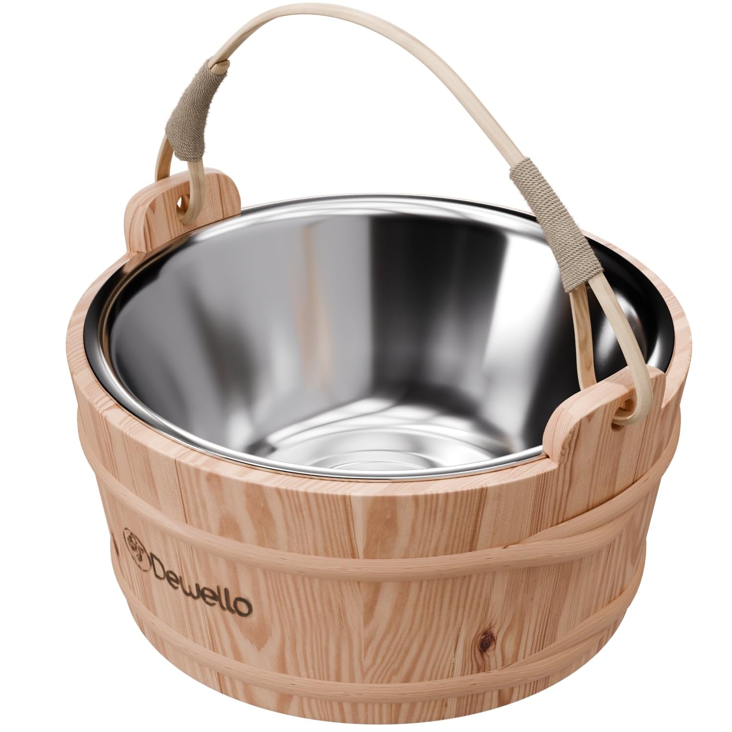 dewello-saunaeimer-inkl-kelle-mit-edelstahleinsatz-3-liter-hemlock-holz image 3