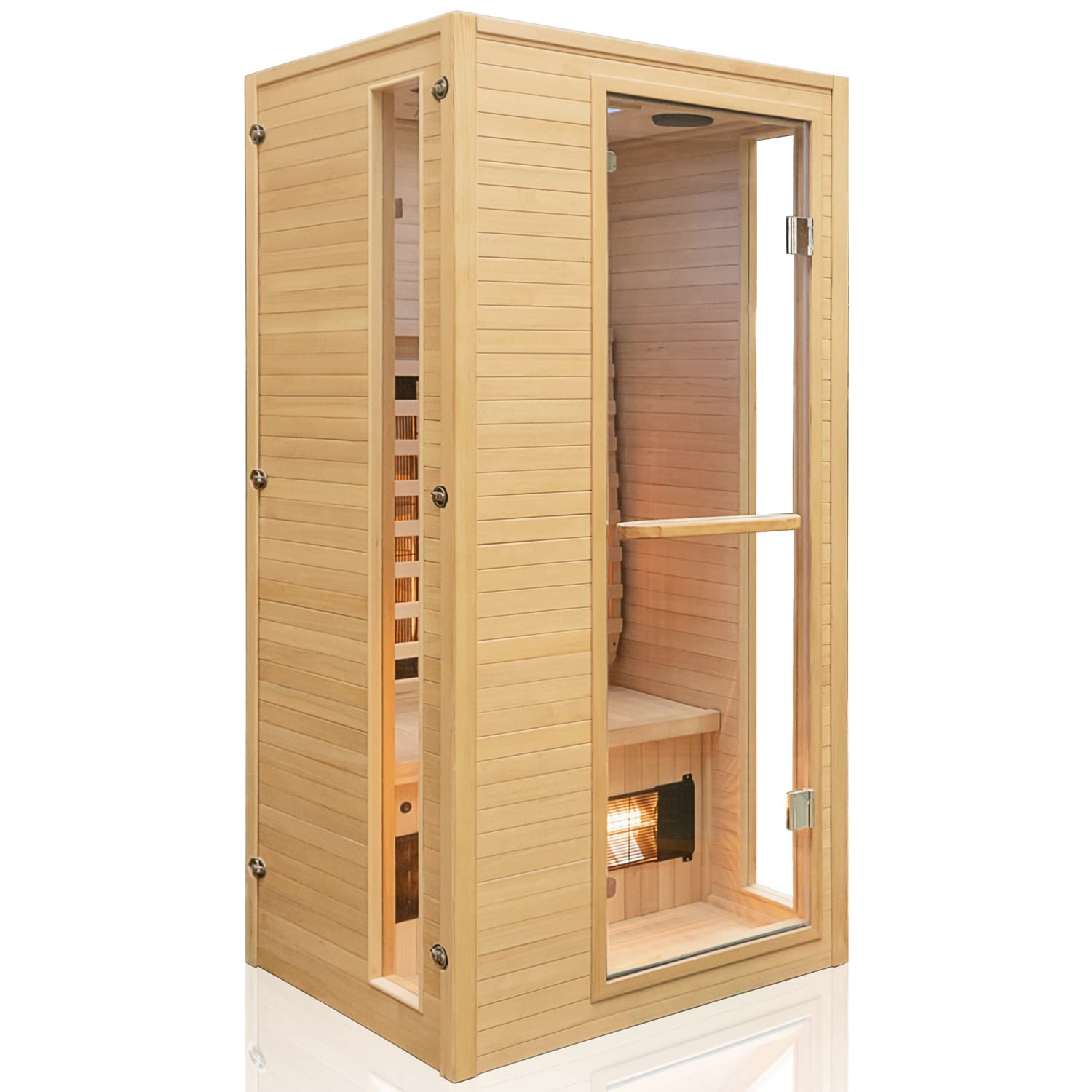 dewello-infrarotkabine-calgary-90-x-90-cm-1-person-infrarotsauna-aus-hemlock-tan image 3